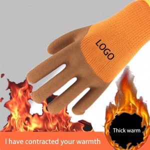 Orange Cotton Shell Napping Liner Latex Foam Coated Construction Labor Safety Work Gloves