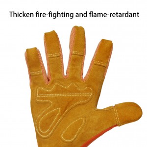 Leather Aramid Fiber Fire Safety Work Gloves Fire Fighters Gloves High Temperature Resistance Fire Proof Cow Leather Gloves