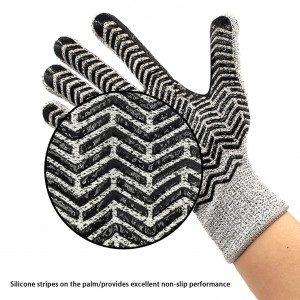 Level 4 Cut Resistant Gloves Food Grade Cut gloves for Kitchen Gardening Wood Carving with Rubber Grip Stripe