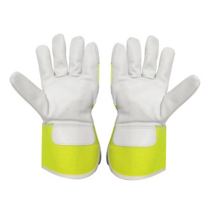 Visible Cowhide Leather Reflective Strip Rigger Work Safety Gloves