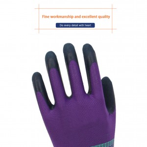 Safety Work Glove Elastic Cuffs Construction Protective Labor Latex Coated Gloves Purple Colored