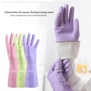 Winter Flocked Warm Latex Household Gloves Rubber Thick Industrial/Gardening/Working Hand Gloves