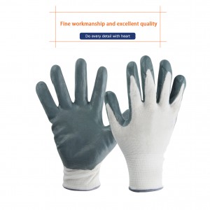 Factory Wholesale Industrial Protective Gloves Polyester Nitrile Coated Waterproof Oil Resistant Abrasion Resistant Dipped Palm Safety Work Glove