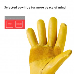 Unlined Cow Grain Leather Work and Driver Gloves with Cow Split Leather Palm Protective Labor Gloves