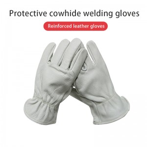 Leather Work Gloves with Reinforced Palm for Yardwork Construction