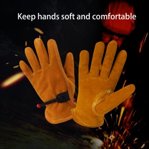 Wholesale children’s gardening gloves cow duplex leather cut and stab resistant student hand cultivation labour protection cowhide gloves
