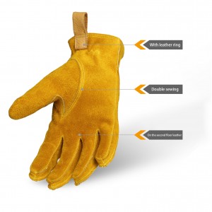 OEM Cowhide Work Gloves Leather Gardening Driver Motorcycle General Industrial Mining Safety Protection Leather Gloves