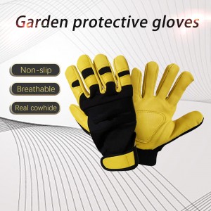 Mechanic Cowhide Leather Safety Working Gloves Mechanics Industrial Farm Garden Ranch Driver Gloves