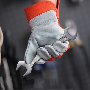 Orange Leather Reflective Heavy Duty Rigger Welding Gloves Protective Gloves for High temperature and Heat Insulation Welding