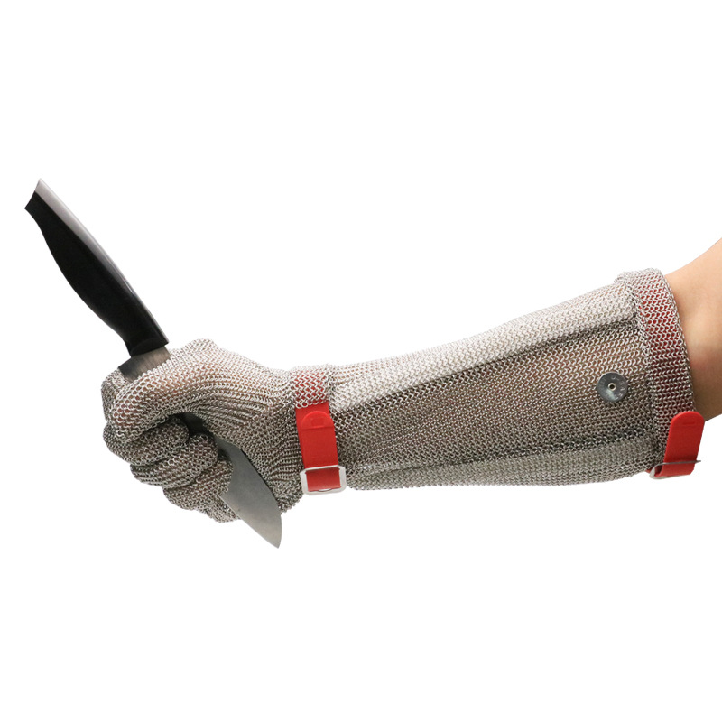 Extra Long Cut Resistant Gloves Stainless Steel Ring Slaughter Cutting Safety Work Gloves