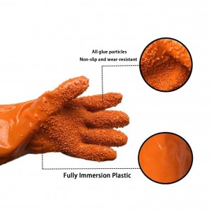Orange Raised Finish PVC Coated Glove Pvc Industry Gloves