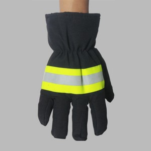 Warm Winter Rescue Reflective Traffic Police Gloves Black Canvas Rescue Gloves Protective Leather Work Gloves
