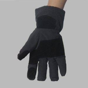 Warm Winter Rescue Reflective Traffic Police Gloves Black Canvas Rescue Gloves Protective Leather Work Gloves