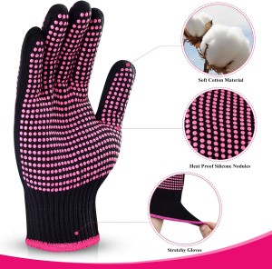 Fashion Hand Protection Daily Life Heat Resistant Gloves For Hair Styling With Pvc Dots Coated