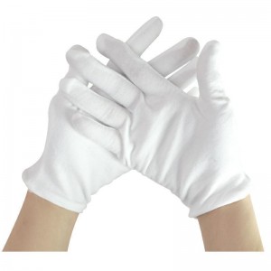 Ceremony Breathable Customized screen logo %100 white organic Cotton gloves for Wristband