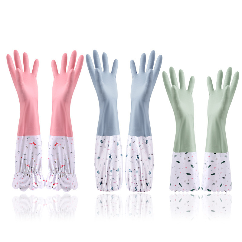 Extra Long Winter Warm Cotton Lining Pvc Household Gloves Dish Washing and Gardening Safety Work Gloves