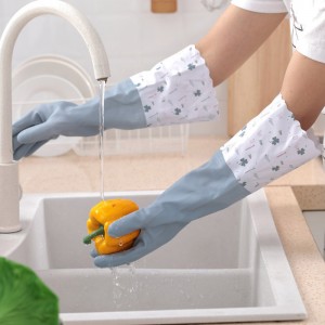 Extra Long Winter Warm Cotton Lining Pvc Household Gloves Dish Washing and Gardening Safety Work Gloves