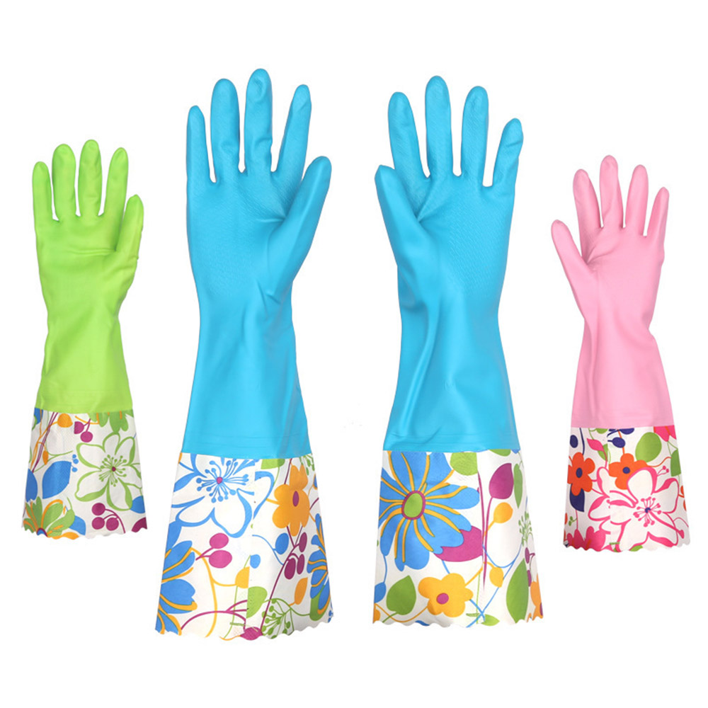 Factory Custom-made Anti-allergic Long Sleeve PVC Rubber Household Cleaning Gloves