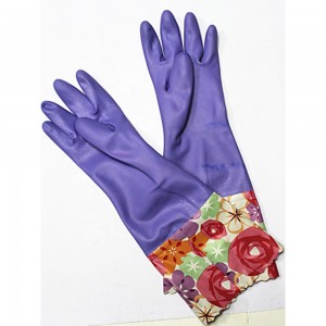 Good Quality Purple Long Cuff Pvc Latex Household Gloves for kitchen Cleaning Dishwashing Laundry