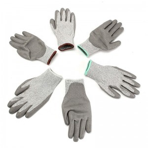 China Wholesale HPPE Cut Resistant Level 5 Pu Palm Coating Anti-Cut Safety Work Hand Protection Gloves