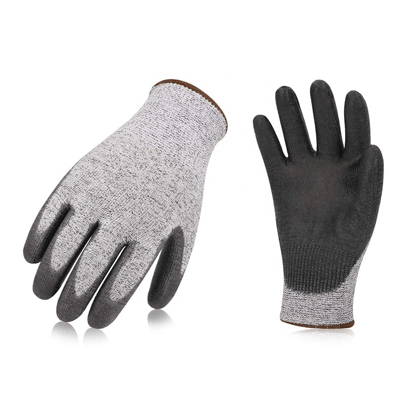China Wholesale HPPE Cut Resistant Level 5 Pu Palm Coating Anti-Cut Safety Work Hand Protection Gloves