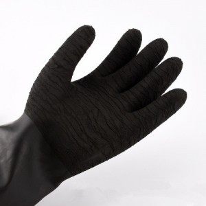 Black Heavy Duty Latex Industrial Safety Work Rough Palm Gloves Acid Alkali Oil Proof Hand Rubber Gloves