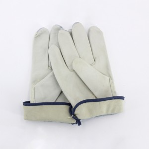 High Quality Mechanic Cow Leather Driver Safety Glove White Wear Resistant Gardening Protective Gloves