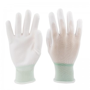 Hot Sell Wear-resistant Antistatic Pu Plam Coating Glove Anti-static Construction Work Nylon PU Coated Gloves