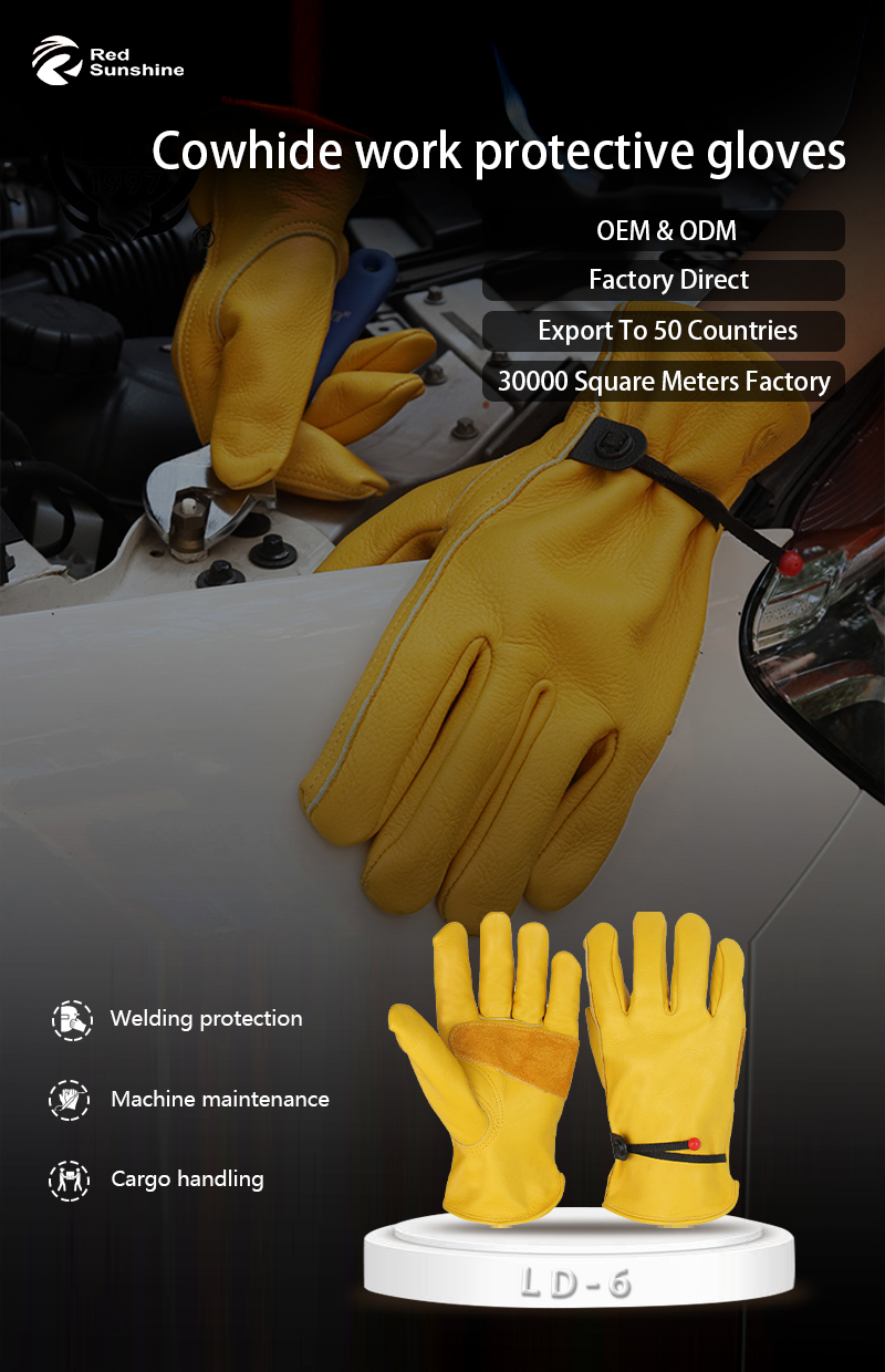 LD-6 Yellow Cowhide Driver’s Gloves