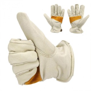 Wholesale Customization Durable Leather Goatskin Driver Fleece Grey Motocross Safety Working Gloves