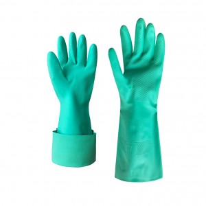 Good quality Industrial Rubber Gloves Price - Green Diamond Texture Nitrile Chemical Resistant Gloves Reusable Heavy Duty Industrial Safety Work Gloves Without Lining – Red Sunshine