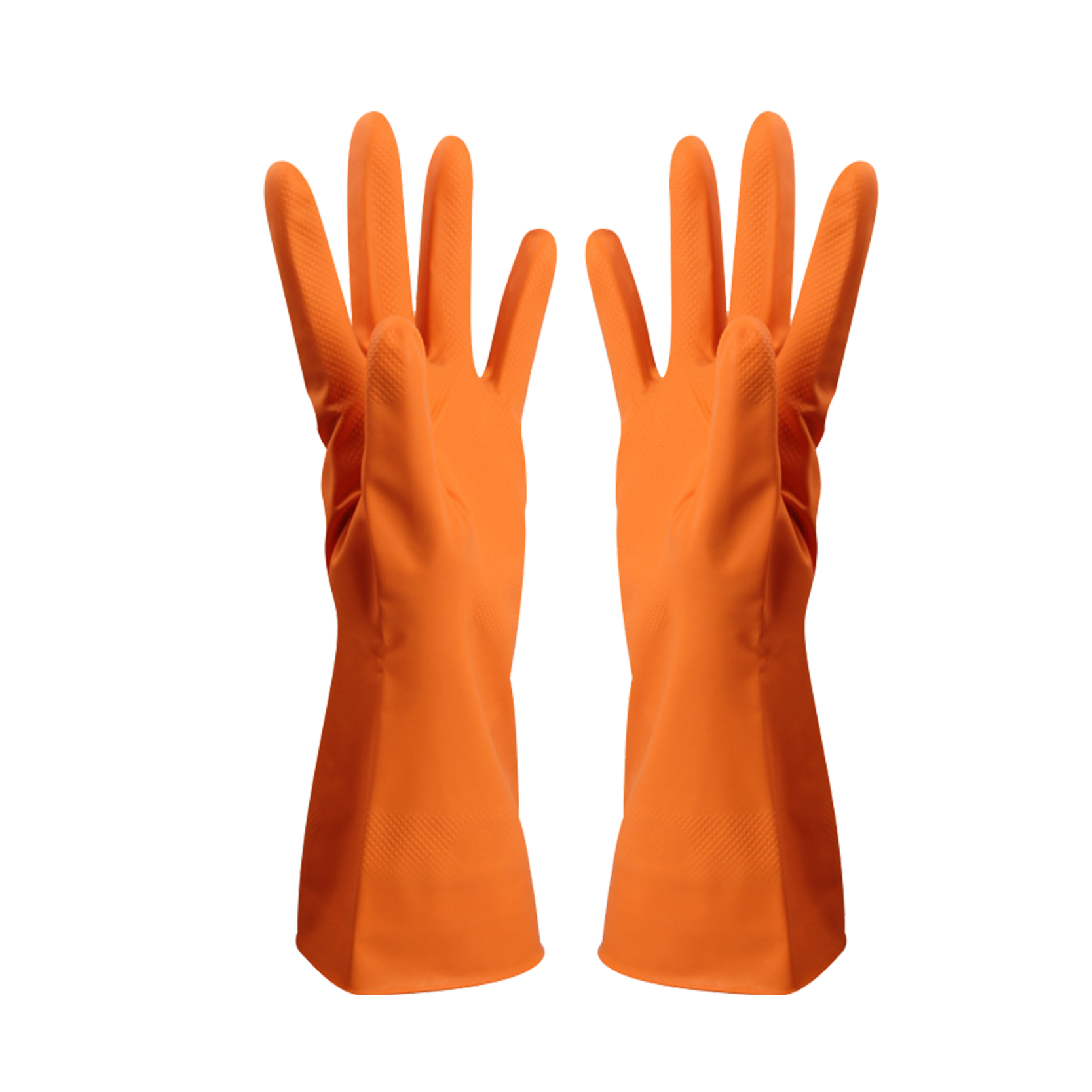Wholesale Orange Heat Resistance Safety Protective Rubber Cleaning Gloves Food Grade Flocklined Household Latex Glove