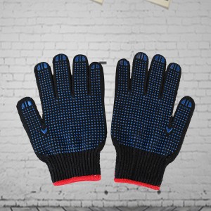 Navy Blue PVC Dotted Cotton Knitted Labor Work Safety Gloves Anti-Slip and Wear Protective Hand Gardening Gloves for Farm