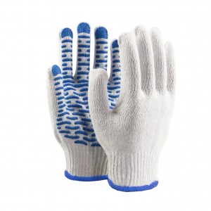 Professional China Cotton Gloves - China Wholesale Factory Custom 13 Gauge Nylon and Cotton Liner Safety Work Glove Blue PVC Dots on Palm – Red Sunshine