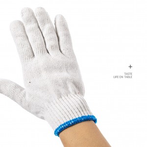 China Wholesale Factory Custom 13 Gauge Nylon and Cotton Liner Safety Work Glove Blue PVC Dots on Palm
