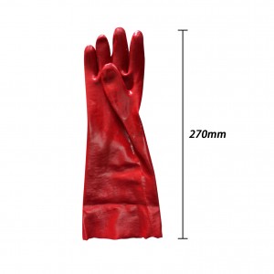 Factory Wholesale Customization Long Fully Dipped Red PVC Oil Chemical Resistant Industrial Working Gloves