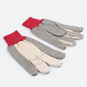 Red & White PVC Dotted Drill Canvas Gloves Wrist Work Gloves Hand Protection Knitted Gloves Cotton & Poly Cotton Fabric all Sizes