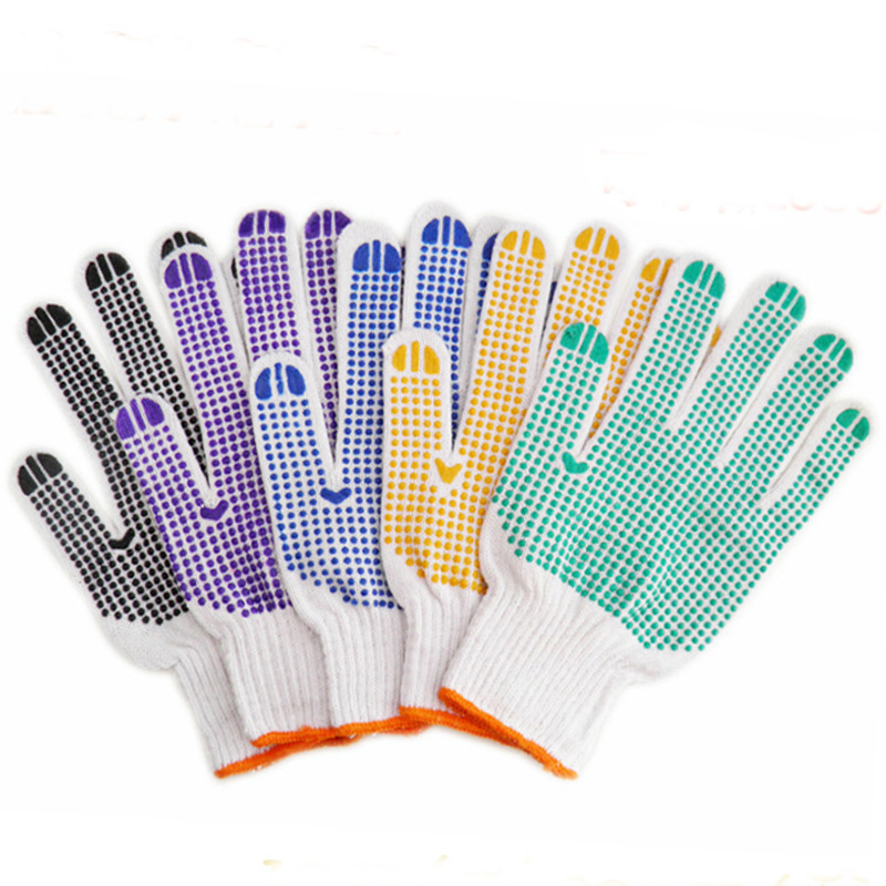 Safety Working Double Side PVC Dotted Cotton Knitted Hand Gloves (3)