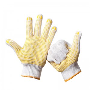 Safety Working Double Side PVC Dotted Cotton Knitted Hand Gloves Abrasion Resistant Anti-Slip Factory Supplier Labor Gloves for Construction Workers