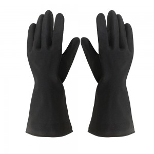 Wholesale Black Triangle Anti Slip Texture Latex Chemical Resistant Rubber Gloves for Industry Use
