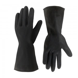 Wholesale Black Triangle Anti Slip Texture Latex Chemical Resistant Rubber Gloves for Industry Use