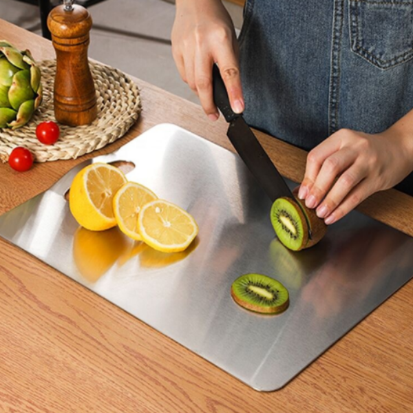 China Wholeasle Kitchen and Table Utensils Factory - Stainless steel cutting board SUS304 kitchenware friut cutting board – Swiny