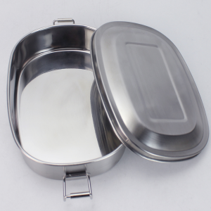 Stainless steel multi compartment lunch box.