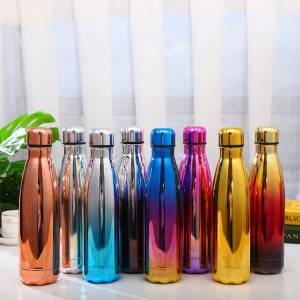 Kualitas dhuwur SUS304 stainless steel cola bottler pindho wall thermos Rainbow