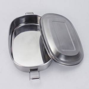 Lunch box ovale in acciaio inossidabile con serratura.