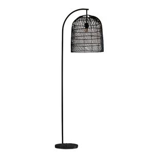 Fluted rattan floor lamp,Hand-woven black rattan floor lamp | XINSANXING