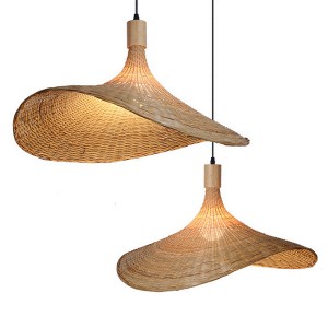 Bamboo pendant,Personalized straw hat lamps | XINSANXING