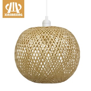 Basket Weave Bamboo Pendant Lamp,handmade Modern Woven Natural Rattan Chandelier  | XINSANXING
