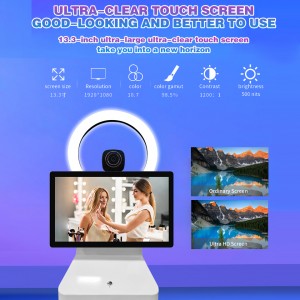 13.3 inch all in one advertising displays vertical smart streaming broadcast equipment desktop live interactive screen