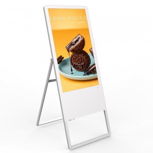 Ekrane reklamimi transparent me dy anë të varura në dritare të dyqanit Ekran i dritares LCD me sinjalistikë dixhitale